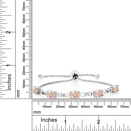 Vista 23 de Gem Stone King Pulsera de tenis de diamantes cultivados en laboratorio con piedra natal de 3-6 quilates para mujer, plata de ley 925, ovalada