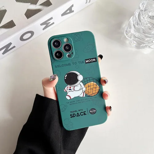 Vista 26 de Yonds Queen para iPhone 7 Plus / 8 Plus, linda funda con diseño de astronauta de dibujos animados, elegante parachoques de TPU suave, protectora