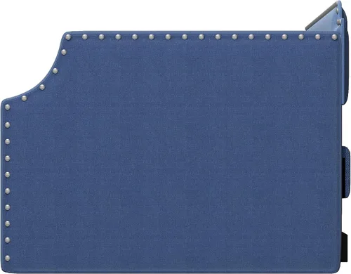 Vista 7 de Sofá cama tapizada con nido, sofá cama de tamaño individual con soporte de listones de madera, marco tapizado de madera para sala de estar, no Azul-2