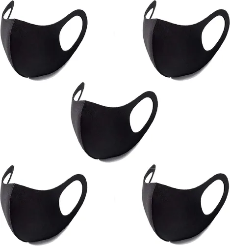 Vista 2 de Paquete de 5 máscaras faciales deportivas Nanosase G para adultos, unisex, BNS Poly Spandex Nano 3D (5 negros, G Sports)