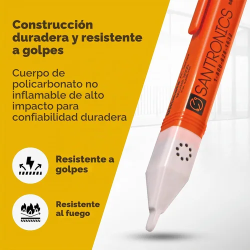 Vista 3 de Probador de voltaje sin contacto 3000, detector de voltaje de CA siempre encendido 50-1000VAC, comprobador eléctrico certificado CAT IV, fabricado