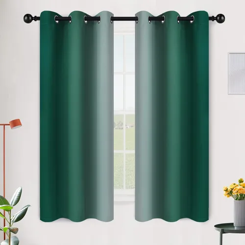 Vista 200 de SimpleHome Cortinas degradadas degradadas para oscurecer la habitación de 36 pulgadas de largo para dormitorio, con ojales y bloqueo de luz Negro
