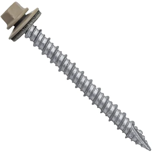 Vista 187 de Tornillos para techos de metal gris ABC 10 x 1 - Cabezal hexagonal - Arandela EPDM - Arandela de arranque automático/roscado - 1 bolsa - 250