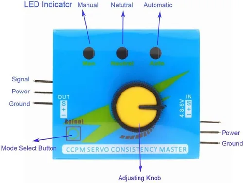 Vista 2 de ShareGoo 3CH 4.8-6V Servo Tester CCPM Comprobador maestro de consistencia con protección de conexión inversa, probador de motor RC ECS herramienta