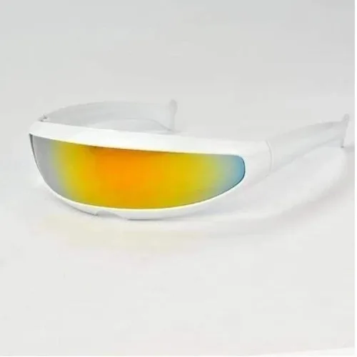 Vista 3 de Gafas de sol futuristas estrechas cíclopes robot espacial disfraz de color blanco color blanco