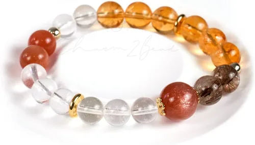 Vista 118 de Precious Gemstone Natural Crystal Healing Bracelet, Rutilated Quartz, Moonstone, Quartz Handmade Original Design Bracelet