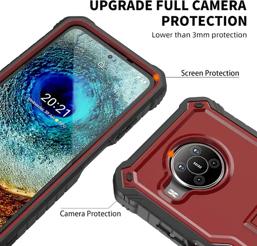 Vista 4 de Funda para Nokia X100, protección de grado militar a prueba de golpes, con protector de pantalla HD de vidrio templado y soporte compatible