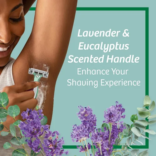 Vista 7 de BIC Soleil 3 Escape - Maquinillas de afeitar desechables para mujer, 3 cuchillas, afeitado cómodo, mango perfumado lavanda y eucalipto para mujer, 4