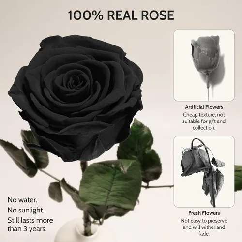 Vista 3 de Yamonic Regalos de rosas de cumpleaños para mujer, rosa real eterna con collar de corazón, regalos para mamá abuela, flores preservadas con tallo