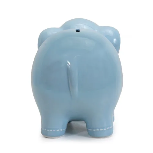 Vista 4 de Child to Cherish Alcancía de elefante cosido de cerámica, azul