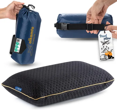 Vista 12 de alkamto Almohada de espuma viscoelástica de 27.5 x 18 pulgadas, almohada ergonómica de apoyo para el cuello, certificada Oeko-Tex, funda Blanco De