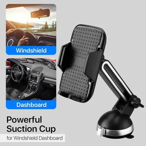 Vista 5 de LAX Gadgets Soporte de teléfono para iPhone 13, Samsung Galaxy S20, Note 10, dispositivos GPS - Negro