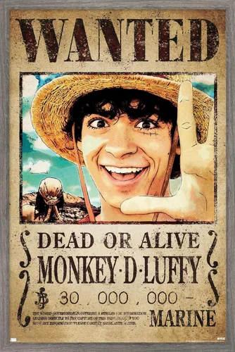 Vista 11 de Trends International Netflix One Piece - Póster de pared de Luffy Wanted, 22.4 pulgadas de largo x 14.7 pulgadas, versión enmarcada en blanco