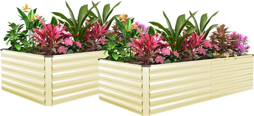Vista 21 de Cama de jardín elevada con enrejado de arco para plantas trepadoras, cama de jardín elevada galvanizada, jardineras al aire libre para verduras