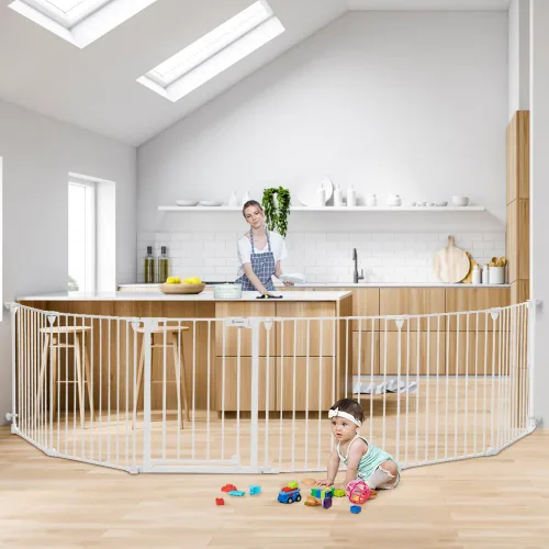 Vista 8 de COMOMY 150" Baby Gate Extra Wide, Dog Gate for House Stairs Doorways Negro