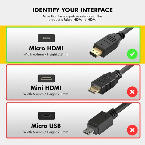 Vista 2 de BRENDAZ Cable micro HDMI a HDMI – 18 Gbps de alta velocidad, 4K a 60 Hz, HDR- Compatible con GoPro Hero, Raspberry Pi 5, 4, EOS R6 M50, cámara Alpha