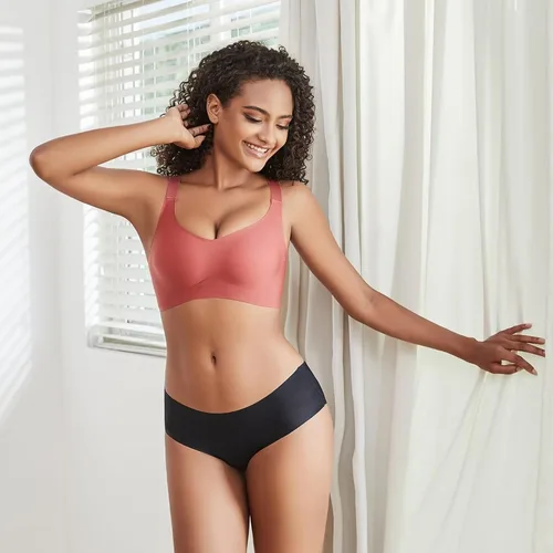 Vista 5 de Brasier sin varillas para mujer, brasier tipo camiseta, relleno extraíble, sin sensación, brasier cómodo