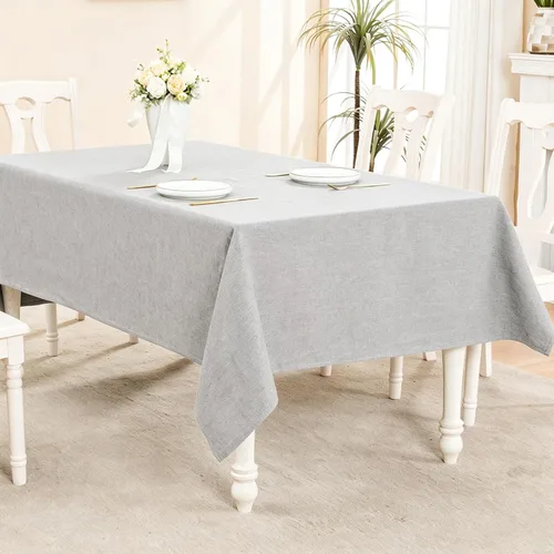 Vista 32 de Mantel rectangular de 55 x 71 pulgadas, lino sintético, sin arrugas e impermeable, mantel rectangular verde aguacate para cocina, comedor, fiesta