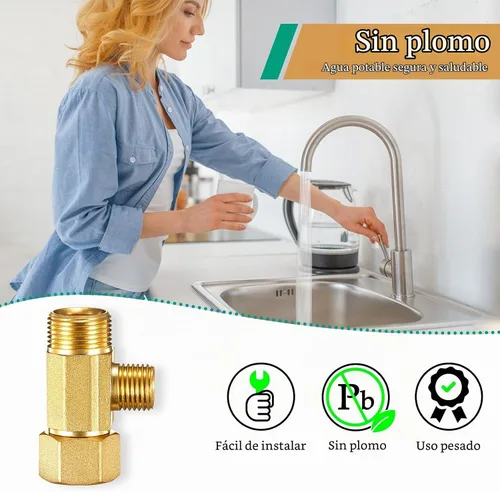 Vista 7 de Divisor de adaptador de línea de agua de latón para refrigerador, válvula en T de línea de suministro de nevera para fabricador de hielo