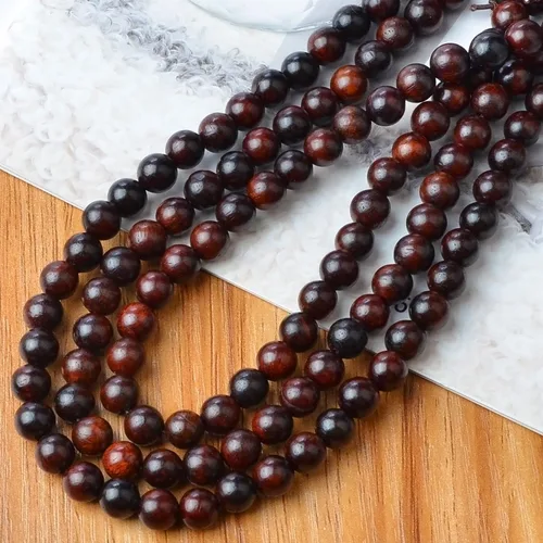 Vista 8 de MASSIVE BEADS - KIT de 960 cuentas de madera redondas sueltas mixtas naturales de 6 mm para hacer joyas, con hilo e agujas (12 de madera, 6 mm)