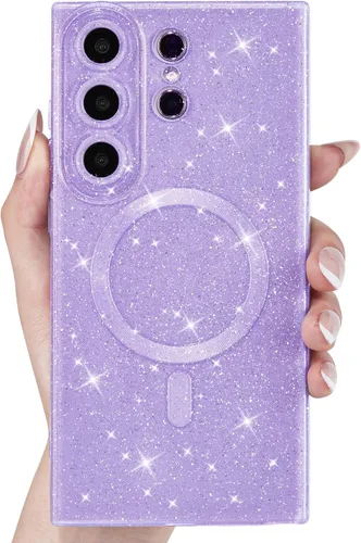 Vista 37 de Svanove Funda magnética con purpurina para Samsung Galaxy S22, compatible con Magsafe Cute, brillante, brillante, estética, dura y brillante