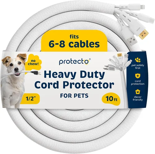 Vista 20 de PROTECTO Protector de Cables Resistente para Perros y Gatos, Funda Larga de 10 Pies, Cubierta de Cable de 1/2 Pulgada Fácil de Usar para Mascotas