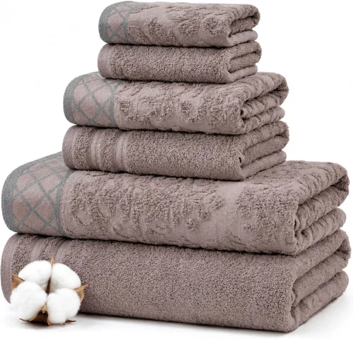 Vista 12 de Modern Threads Juego de toallas de baño de algodón de 6 piezas, toallas ultrasuaves de 550 GSM, juego de baño con toallas de mano y paños de baño
