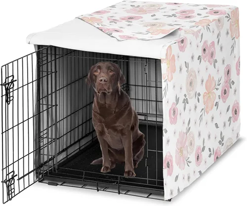 Vista 17 de Sweet Jojo Designs Funda para Jaula de Perro Mediano de 36 Pulgadas (Floral Bohemio) para Jaulas de Mascotas para Niñas, Fundas para Perreras Óxido
