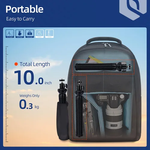 Vista 5 de Fotopro Soporte de trípode para iPad con cabezal de bola 360 para cámara, teléfono, tableta y más, zapata fría, soporte flexible para tableta