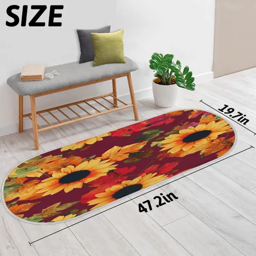 Vista 2 de cfpolar Fall Maples Sunflower Bathroom Rugs Non-Slip Bath Rug Microfiber Bath Mat Absorbent Kitchen Mats and Rugs Machine Washable Oval Plush Floor