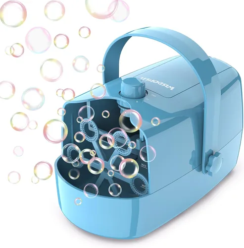 Vista 10 de Wisdomlit Máquina de burbujas, máquina de burbujas 3 en 1, soplador de burbujas con 3 ruedas de burbujas, hace pequeña mediana burbujas grandes