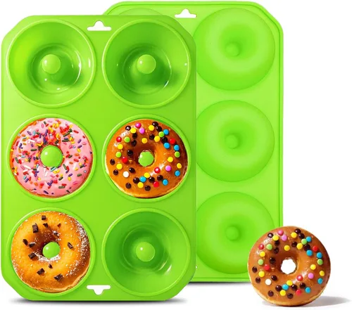 Vista 8 de Moldes de silicona para donas, mini moldes de silicona para hornear sabrosas rosquillas, bagels, cakecups y más (2 azul)
