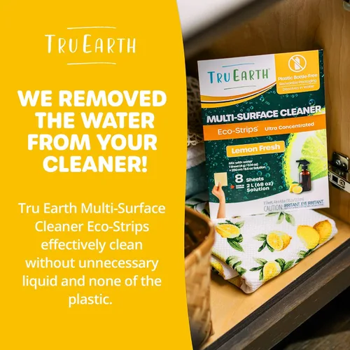Vista 4 de Tru Earth Limpiador multisuperficie Eco-Strips, limón fresco, 8 tiras