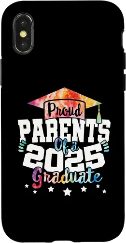 Vista 4 de iPhone 15 Parents of a 2025 Graduate Tie Dye Class Senior Graduation Case