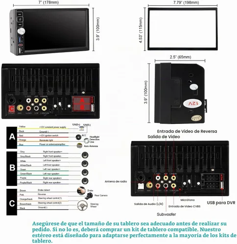 Vista 8 de Estéreo doble del coche del dinar 7" inalámbrico CarPlay/Android