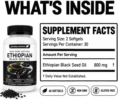 Vista 7 de Aceite de semilla negra etíope Purely Nutrient, 4.64% timoquinona