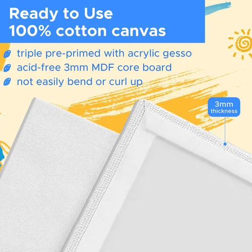 Vista 5 de YOURSORTER Mini Lienzo para pintar 4x4 pulgadas, paquete de 20 pequeños lienzos para pintar para novatos y artistas, imprimados con gesso libres