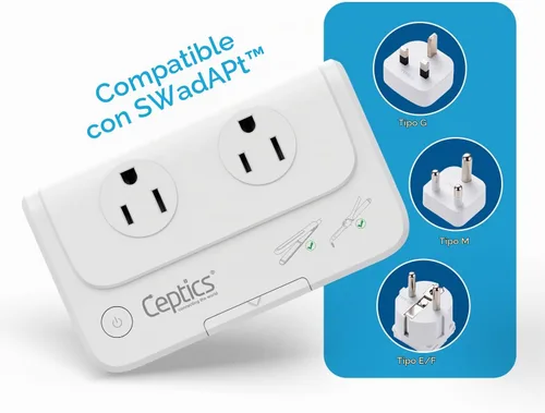 Vista 7 de Ceptics Convertidor de voltaje de Sudáfrica - Convertidor de 200 W de 220 V a 110 V para dispositivos como rizador, alisador, cargadores, enchufe
