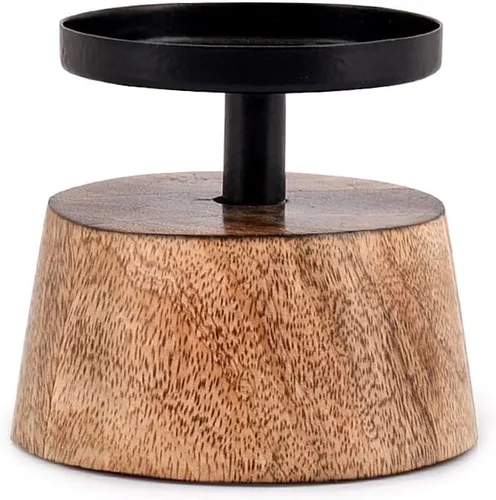 Vista 2 de Portavelas de granja, placa de hierro para repisa, mesa de comedor, centro de mesa, cafetería, regalo ideal o cualquier centro de mesa