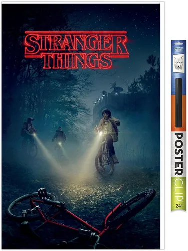 Vista 22 de Trends International Netflix Stranger Things - Póster de pared de bicicletas, 14.725 x 22.375 pulgadas, versión enmarcada de madera de granero