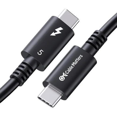 Vista 7 de Cable Matters [Certificado por Intel] Cable Thunderbolt 5 de 80 Gbps con hasta 120 Gbps de aumento de ancho de banda y carga de 240 W - 0,3 m / 1