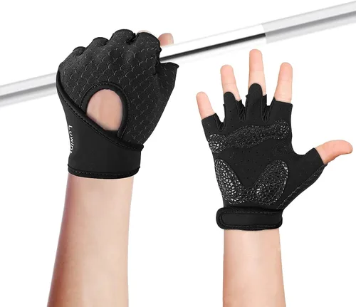 Vista 10 de Luwint Guantes de Entrenamiento para Niños, Guantes de Ejercicio con Ventilación y Agarre para Niños y Niñas para Levantamiento de Pesas y Gimnasio