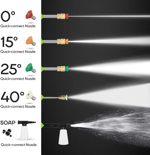 Vista 5 de Lavadora eléctrica a presión de 5000 PSI 2.8 GPM, lavadora de alta potencia con 4 boquillas de presión y cañón de espuma, lavadoras de potencia