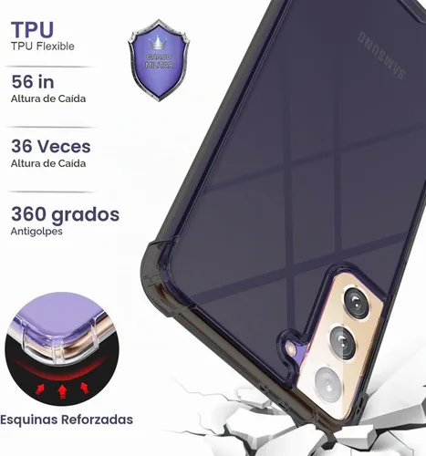 Vista 2 de KIOMY Funda Negra para Samsung Galaxy S21 5G con Rincónes de Airbag, Parachoques Resistente a Golpes, Cubierta Protectora Flexible de TPU