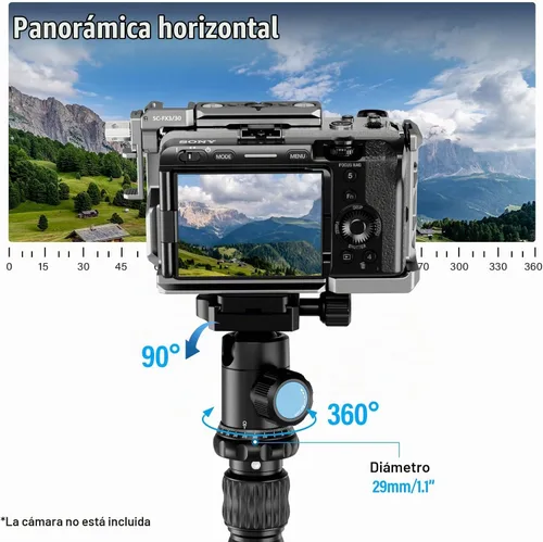 Vista 5 de SIRUI Traveler 7C Trípode para Cámara de 65.55 pulgadas Fibra de Carbono Trípode Arca con Cabezal de Bola Panorámica E-10 de 360° y Placa
