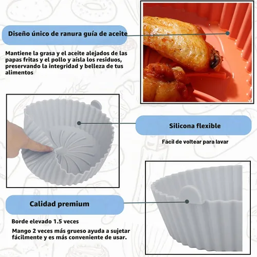 Vista 6 de Revestimientos de silicona – Forro antiadherente reutilizable compatible con accesorios COSORI para cestas de freidora de aire