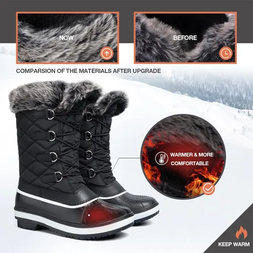 Vista 2 de mysoft Women's Waterproof Winter Boots, Warm Insulated Snow Boots for Outdoor