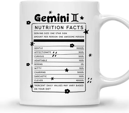 Vista 16 de Gossby Aquarius Nutrition Fact Taza de café – Regalo del signo del zodiaco para mujeres, cumpleaños, regalo de astrología de Navidad para mujeres