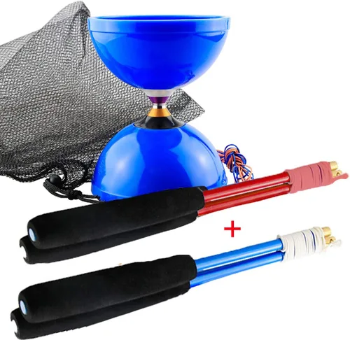 Vista 8 de MAGICYOYO Pro Triple Bearing Diabolo Tamaño mediano 5" Azul. Juguete Yoyo chino Diabolo de alto rendimiento con 2 pares de palos de carbono + 2