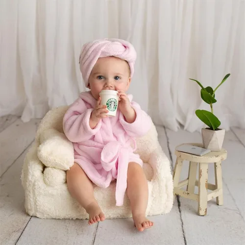 Vista 5 de Tee-Mo Accesorios para fotos de bebé recién nacido, batas de baño con juegos de toallas para niños y niñas, accesorios de fotografía